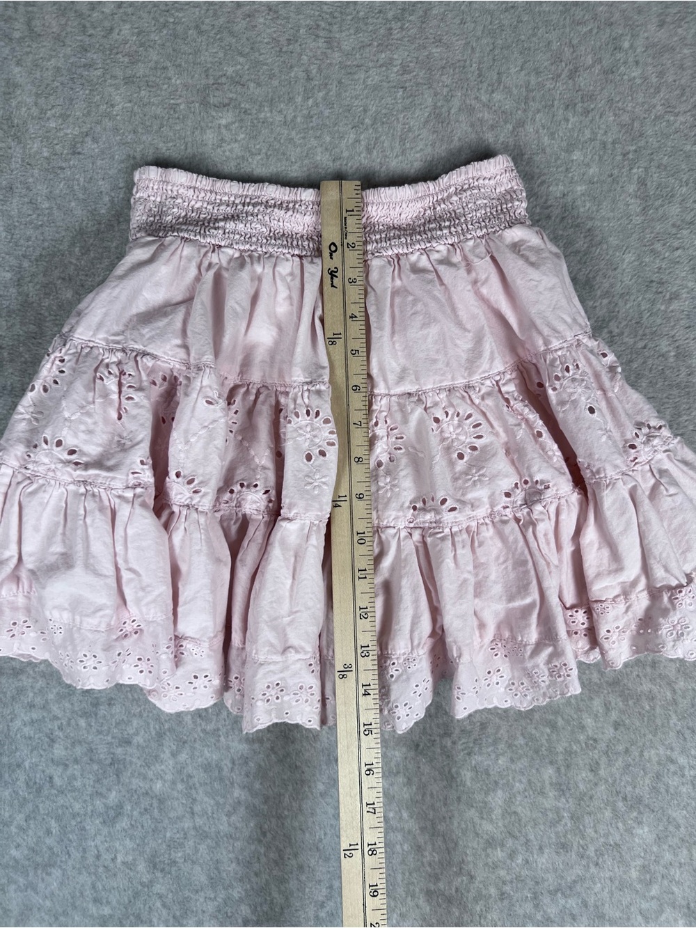 Coquette Eyelet Ruffle Light Pink Tiered Frilly Mini Skirt Guess Size XS - Picture 8 of 11